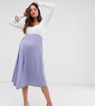 Asos Design Maternity Midi Skater Skirt-blue