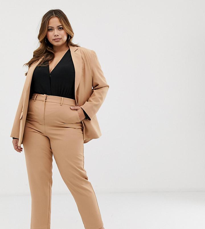 Fashion Union Plus Straight Leg Pants Two-piece-beige