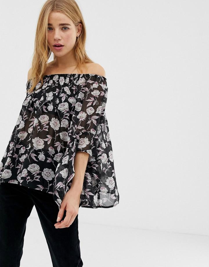 Qed London Floral Off Shoulder Top - Multi