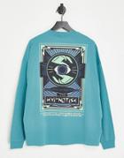 Asos Design Oversized Long Sleeve T-shirt In Blue With Mystic Back Print-green