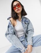 River Island Denim Trucker Jacket In Light Auth Blue-blues
