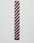 Asos Knitted Tie In Rust Stripe - Brown