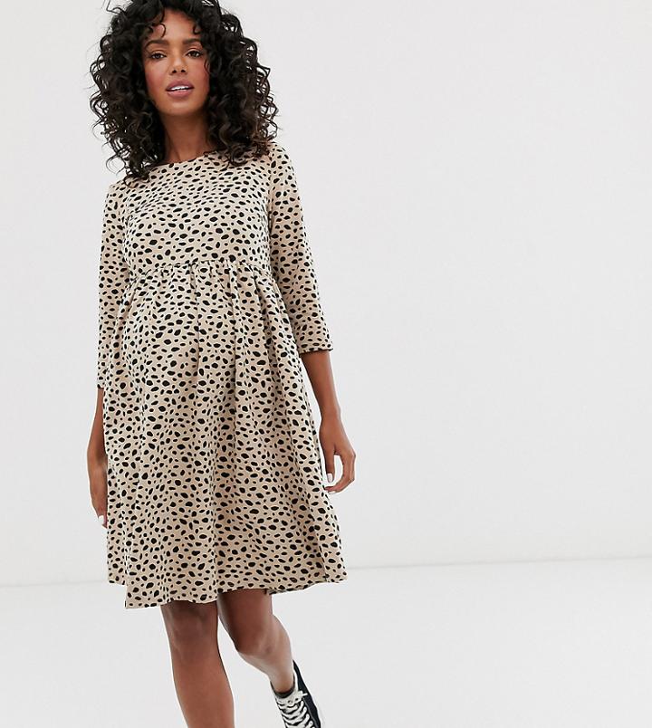 Glamorous Bloom Skater Dress In Polka Dot-tan