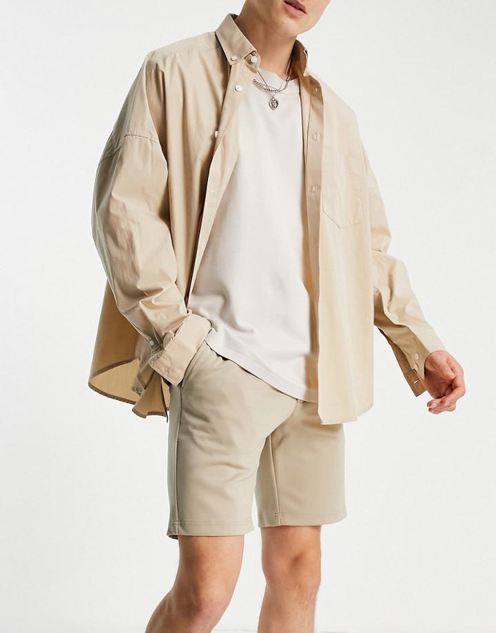 Jack & Jones Intelligence Chino Shorts In Beige-grey