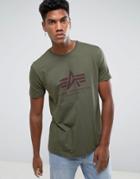 Alpha Industries Logo T-shirt Regular Fit In Dark Green - Green