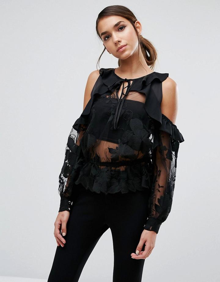 Three Floor Organza Blouse - Black
