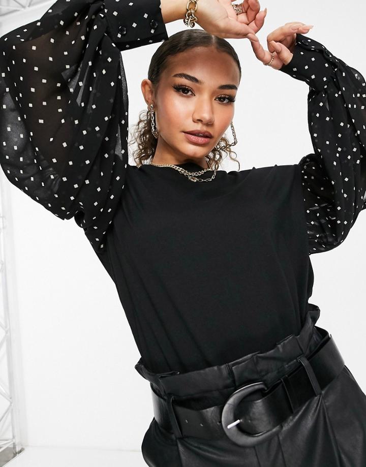 Dkny Bousant Sleeve Top In Black