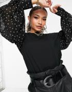 Dkny Bousant Sleeve Top In Black