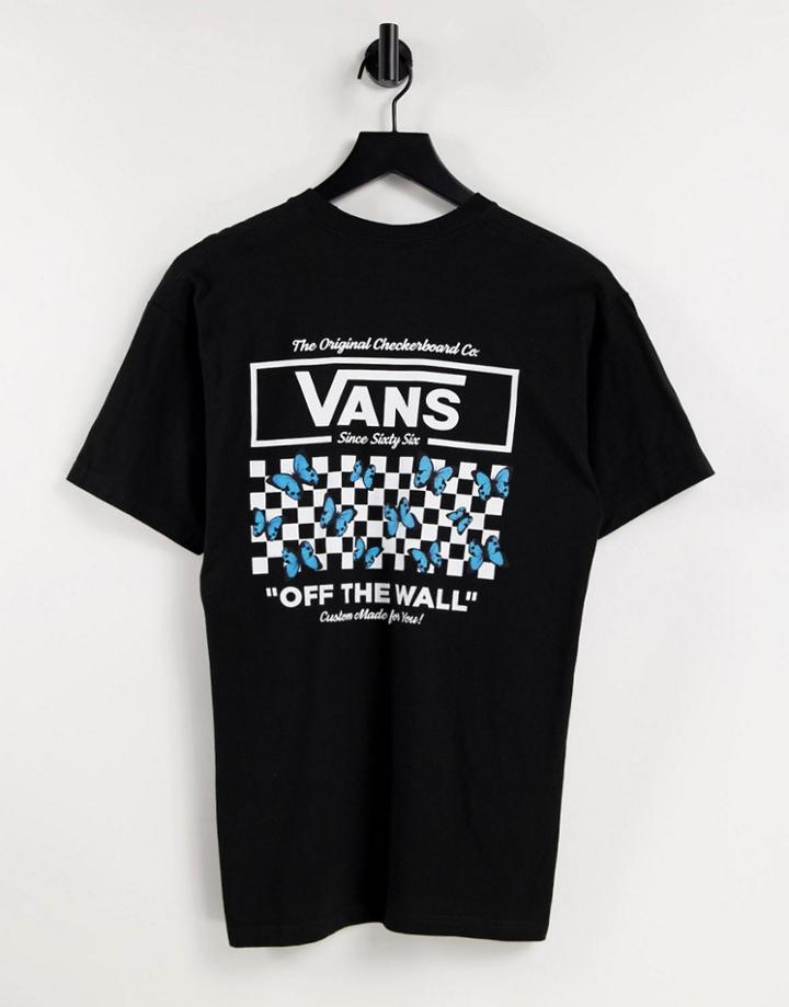 Vans Butterfly Check T-shirt In Black