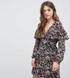 New Look Floral Print Tier Sleeve Wrap Dress