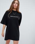 Missguided U Ok Hun Slogan T Shirt Dress In Black - Black