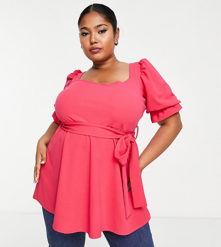Yours Sweetheart Peplum Top In Pink