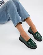 Asos Design Mastery Chunky Loafer Flat Shoes - Green