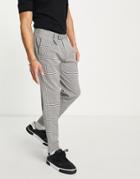 Topman Tapered Smart Pants In Brown Plaid