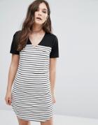 Vila Striped T-shirt Dress - White
