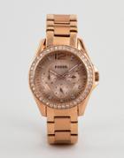 Fossil Es2811 Riley Bracelet Watch In Rose Gold - Gold