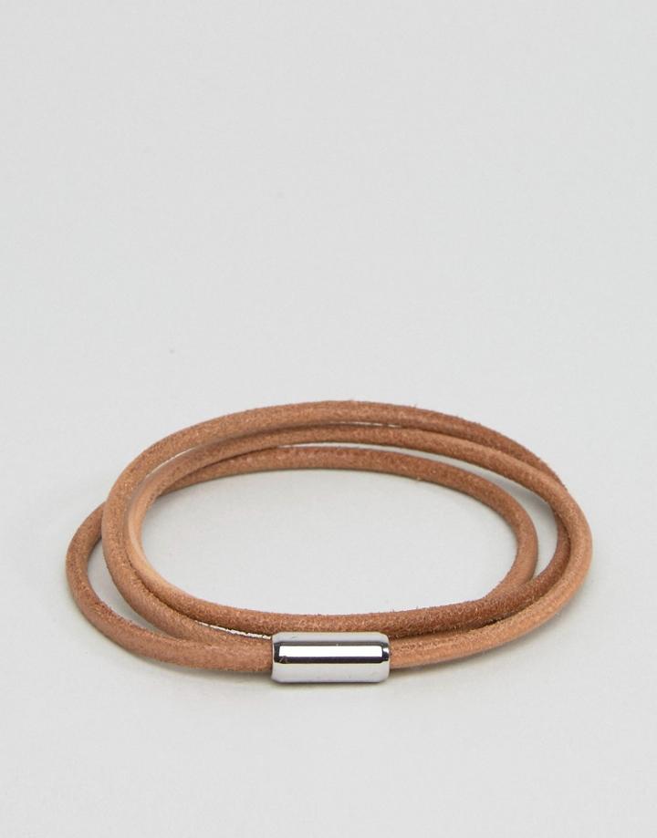 Boss By Hugo Boss Leather Wrap Bracelet In Tan - Tan