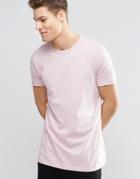 Asos Longline T-shirt With Crew Neck In Pink - Old Rose