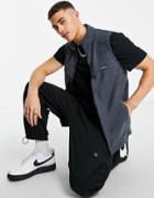 New Look Fleece Vest With Badge In Dark Blue-blues