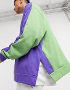 Asos Design Oversized Split Hem Sweatshirt With Contrast Front And Back-purple