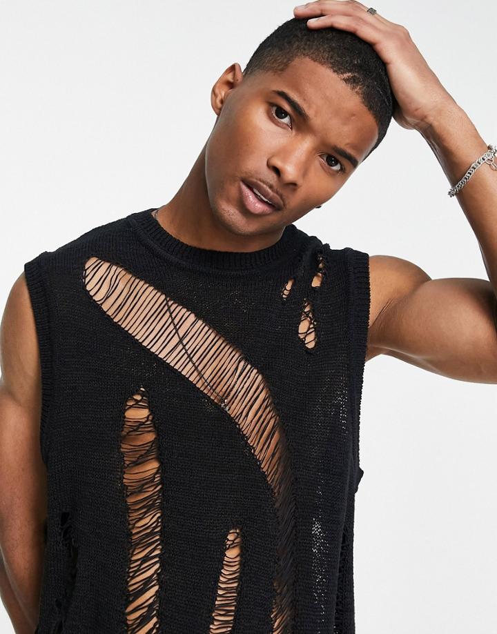 Asos Design Ladder Cable Tank In Black