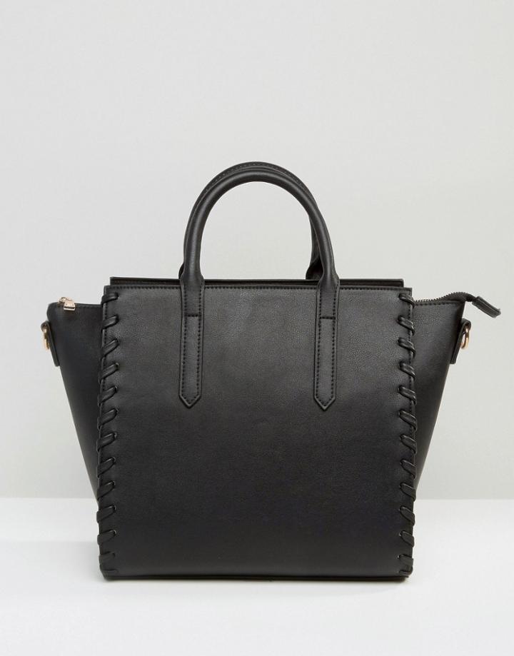 Asos Whipstitch Tote Bag - Black