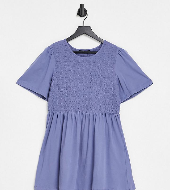 Yours Shirred T-shirt In Soft Blue-multi
