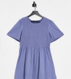 Yours Shirred T-shirt In Soft Blue-multi