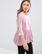 Qed London Drop Frill Hem Blouse - Pink