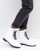 Asos Design Global Lace Up Rain Boots - White