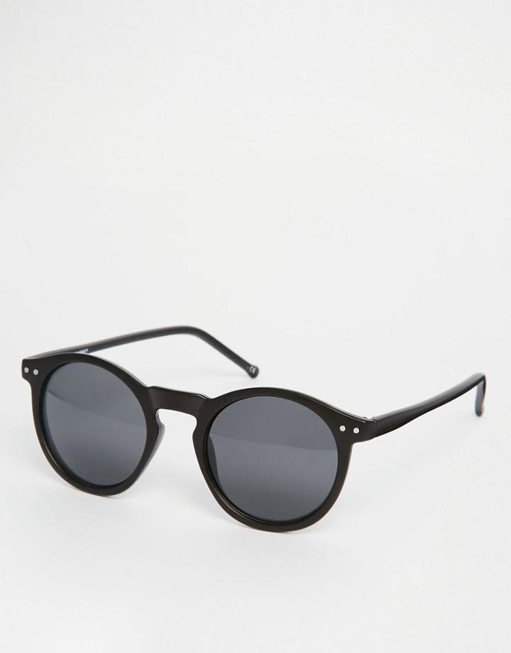 Asos Round Sunglasses In Matte Black - Black