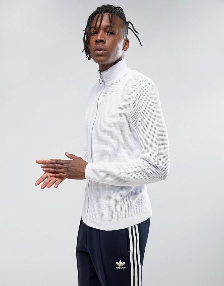 Asos Mesh Track Top In White - White