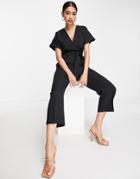 Closet London Tie Waist Kimono Jumpsuit In Black