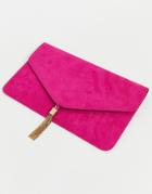 Asos Design Tassel Clutch Bag - Pink