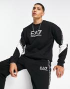 Armani Ea7 Train Athletic Color Block Crew Neck Fleece Sweatshirt In Black
