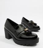 River Island Chunky Heeled Loafer In Black - Black