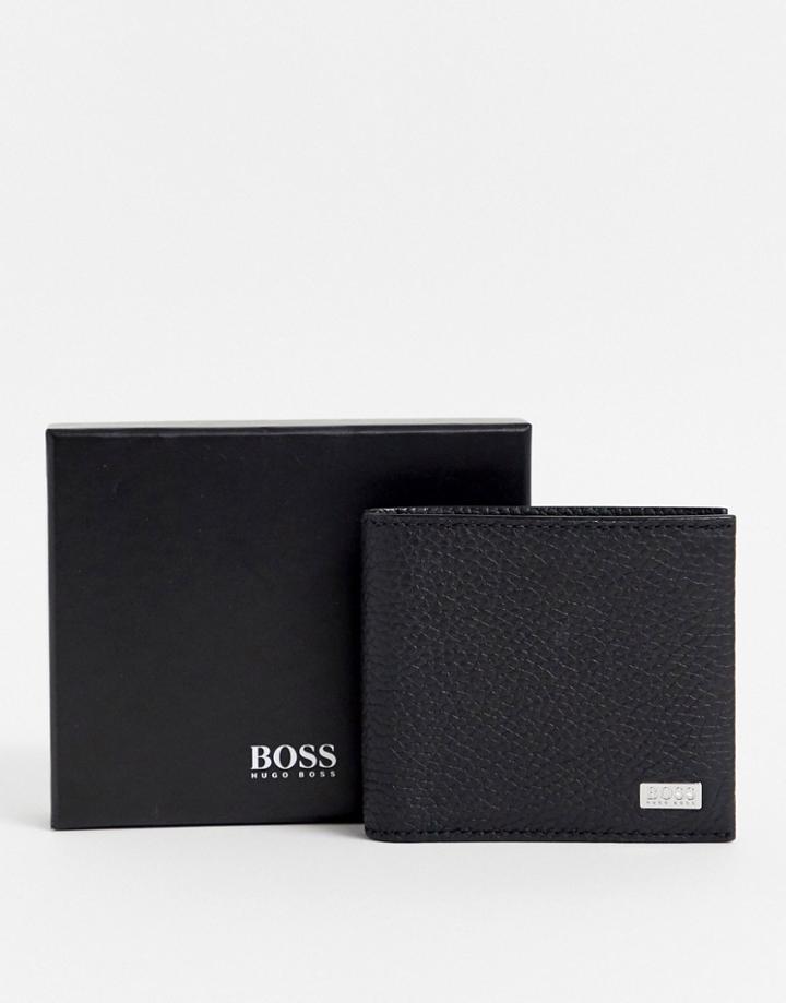 Boss Crosstown Leather Bifold Wallet In Black