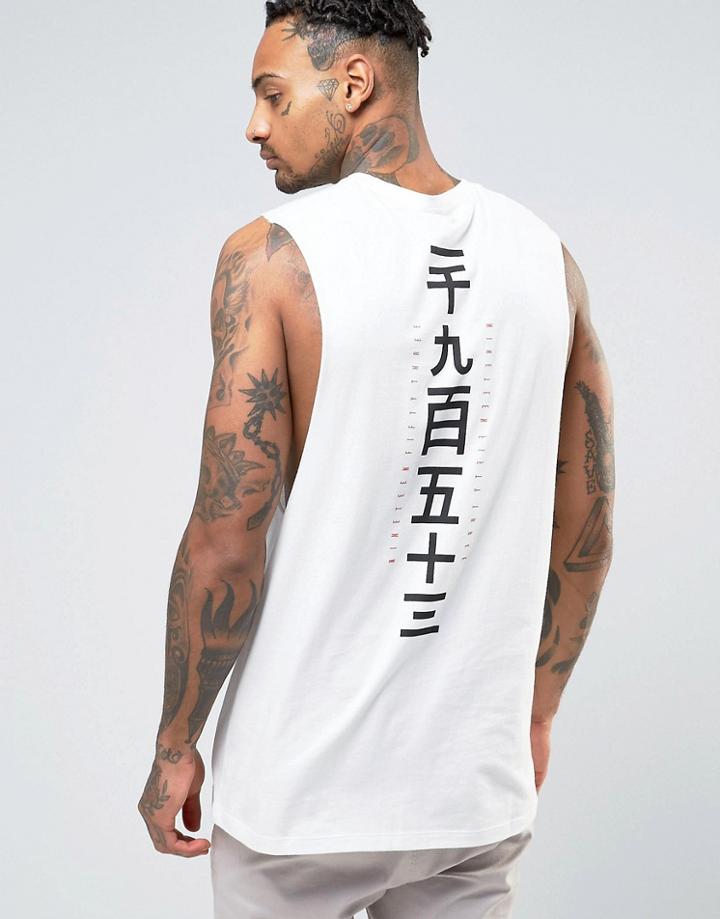 Asos Longline Sleeveless T-shirt With Dropped Armhole And Back Print -