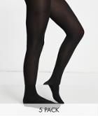New Look 5 Pack 100 Denier Opaque Tights In Black