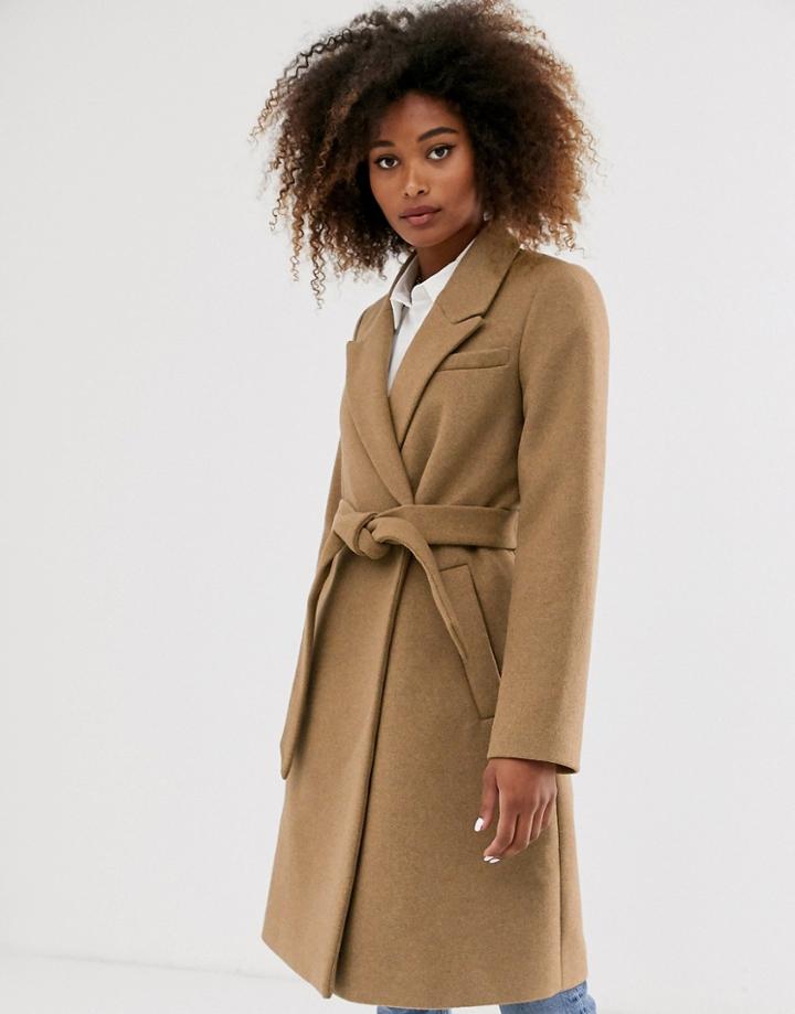 Stradivarius Tailoring Coat With Belt In Camel-beige