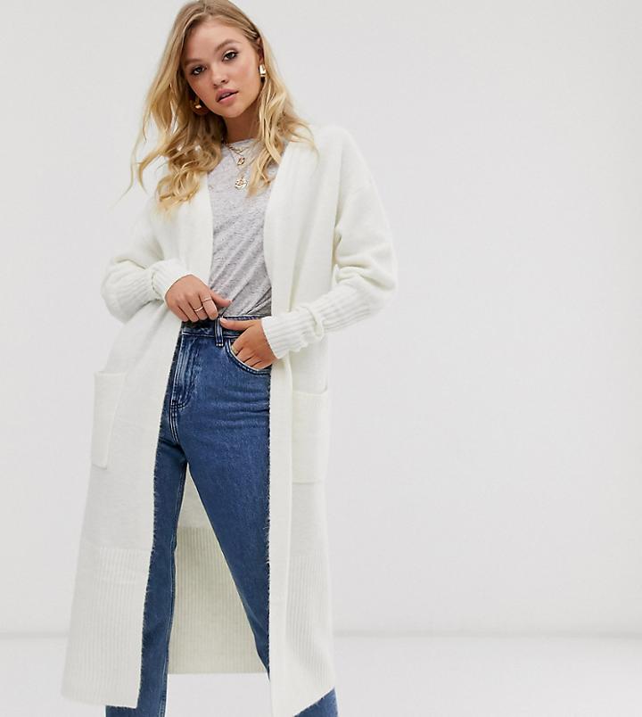 Micha Lounge Luxe Oversized Cardigan With Rib Knit Cuffs-white