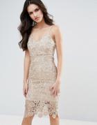 Ax Paris Lace Pencil Dress - Gold