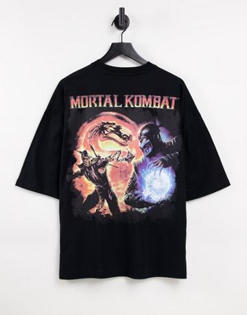 Asos Design Oversized T-shirt With Mortal Kombat Print In Black