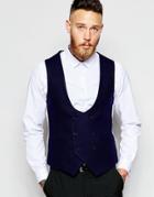 Noose & Monkey Flannel Vest In Skinny Fit - Navy