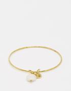 Mirabelle Brass Bangle With Freshwater Pearl Coin - Pearl