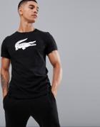 Lacoste Sport Large Croc Logo T-shirt In Black