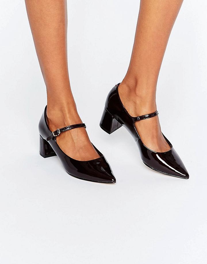 Carvela Anthony Mary Jane Point Mid Heeled Shoes - Red