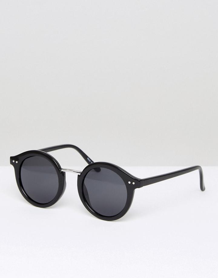 Pieces Black Round Sunglasses - Black