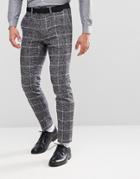 Moss London Skinny Suit Pants In Fleck Check - Gray