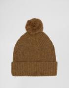 Asos Lambswool Blend Bobble Beanie In Mustard - Yellow